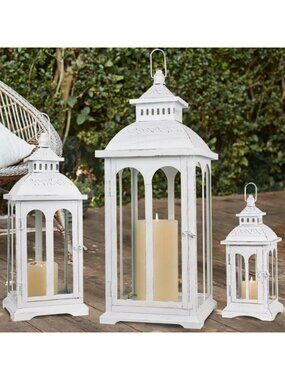 Set of 3 Vintage Decorative Lanterns for Indoor & Outdoor, Perfect for Porch